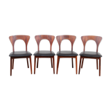 Suite of 4 Scandinavian chairs in Rio rosewood, Model Peter