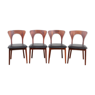 Suite of 4 Scandinavian chairs in Rio rosewood, Model Peter
