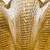 Murano glass scallop bowl in Italy with gold glitter trim