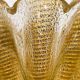 Murano glass scallop shell bowl from Italy with gold glitter trim.
