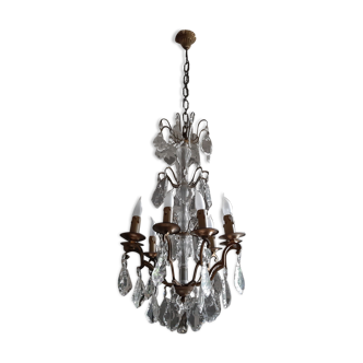 Bronze and Crystal chandelier with 9 fires