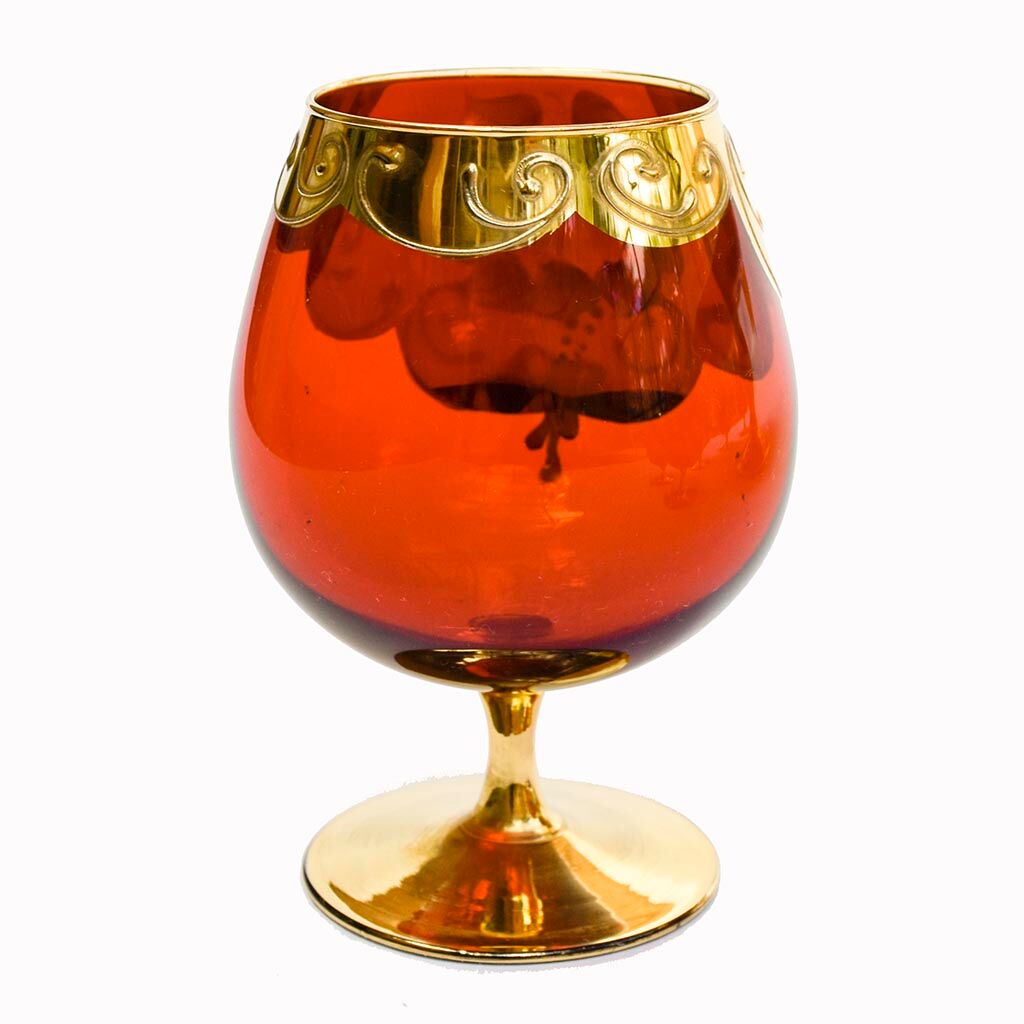 Service 6 glasses and murano dish red ruby gold vintage gold ⋆ Brocante Chic