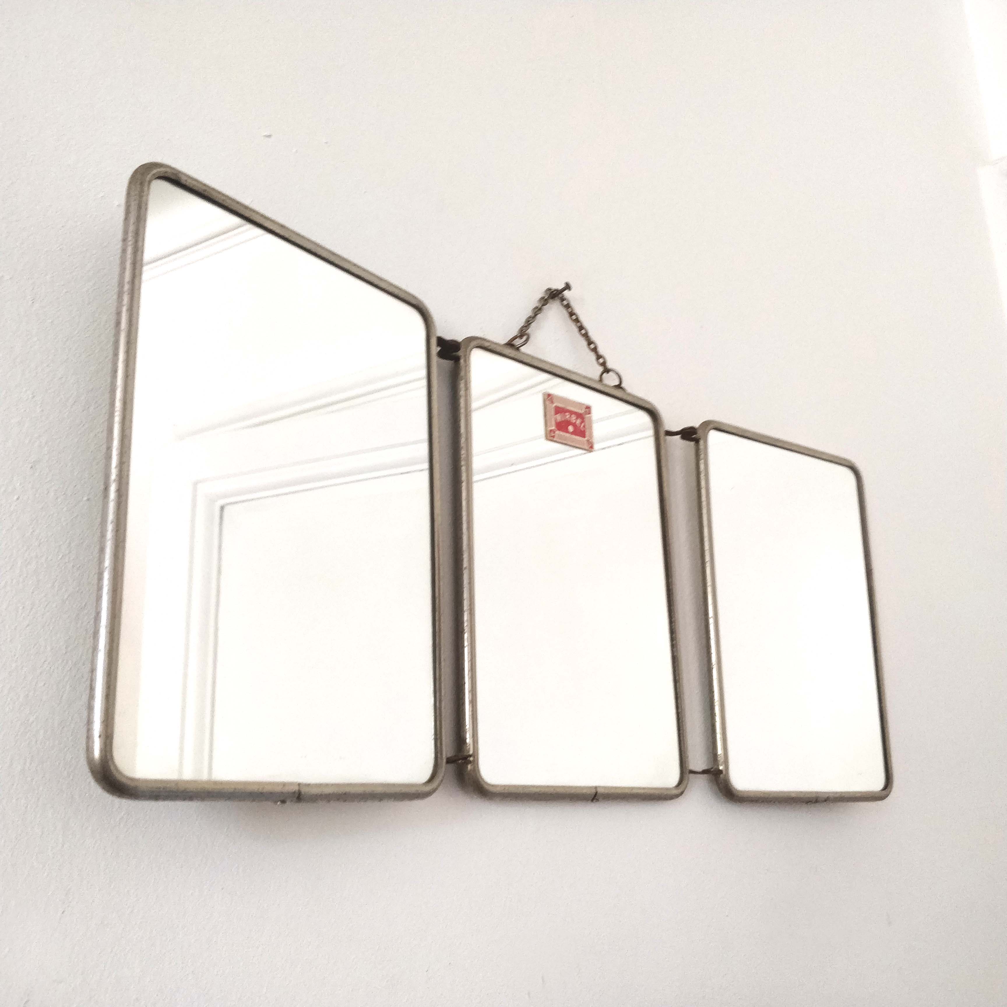 Mirror barber triptych patterns flowers 51x21cm