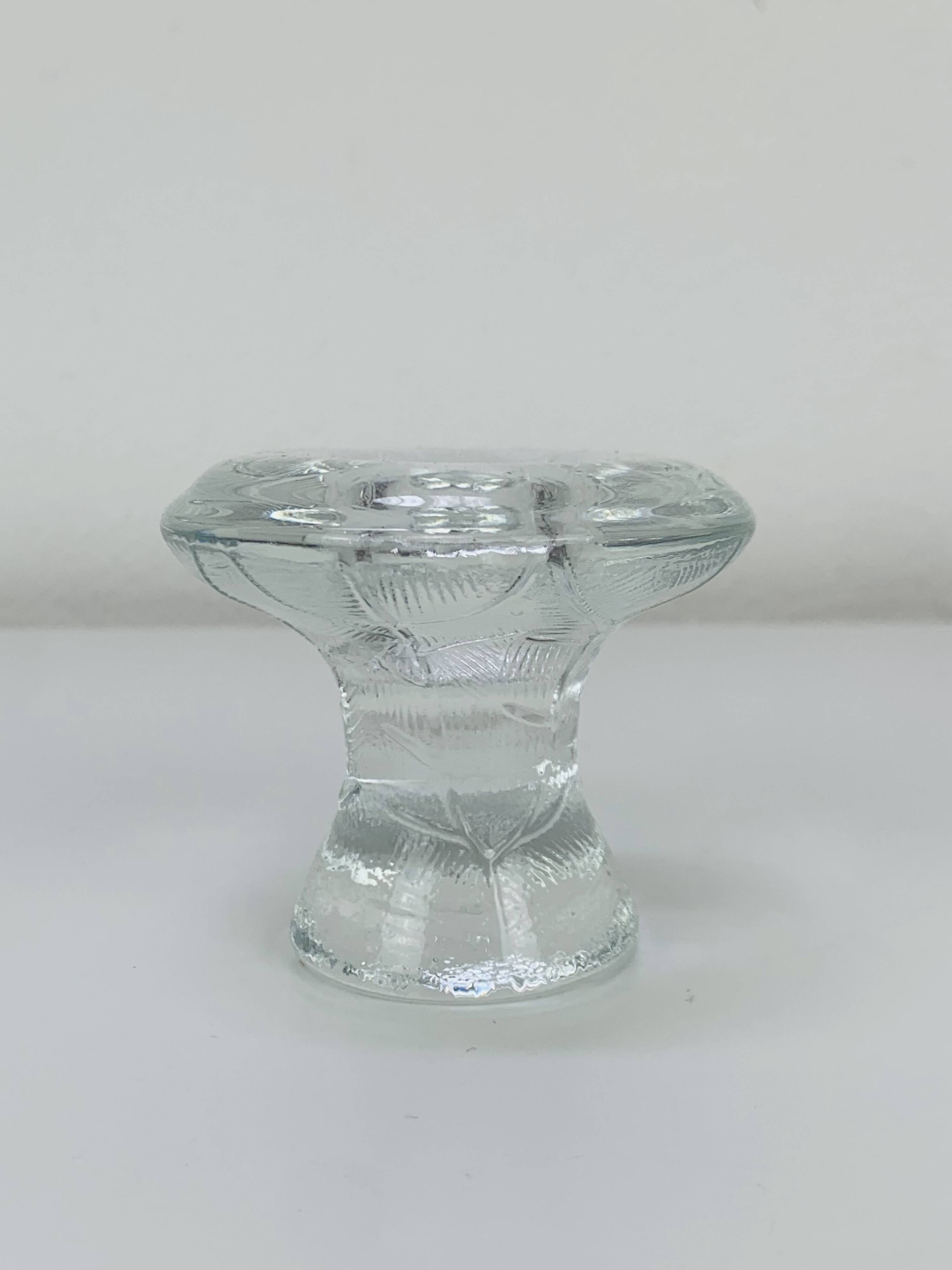 5 bougeoirs "feuilles" en verre vintage