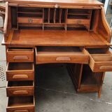 Ancien bureau américain à persienne en S chêne vers 1940