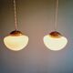Duo of Art Deco suspensions in white opaline, 1920s-30s