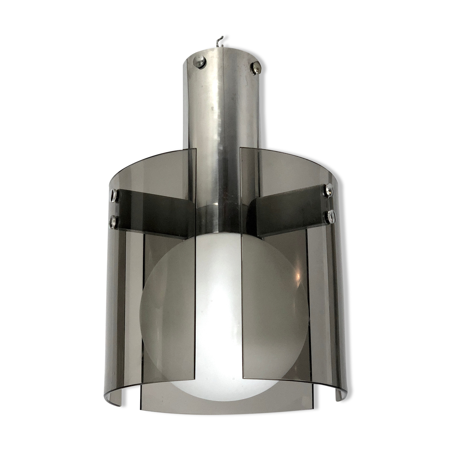 Veca, Italian vintage glass and chrome chandelier