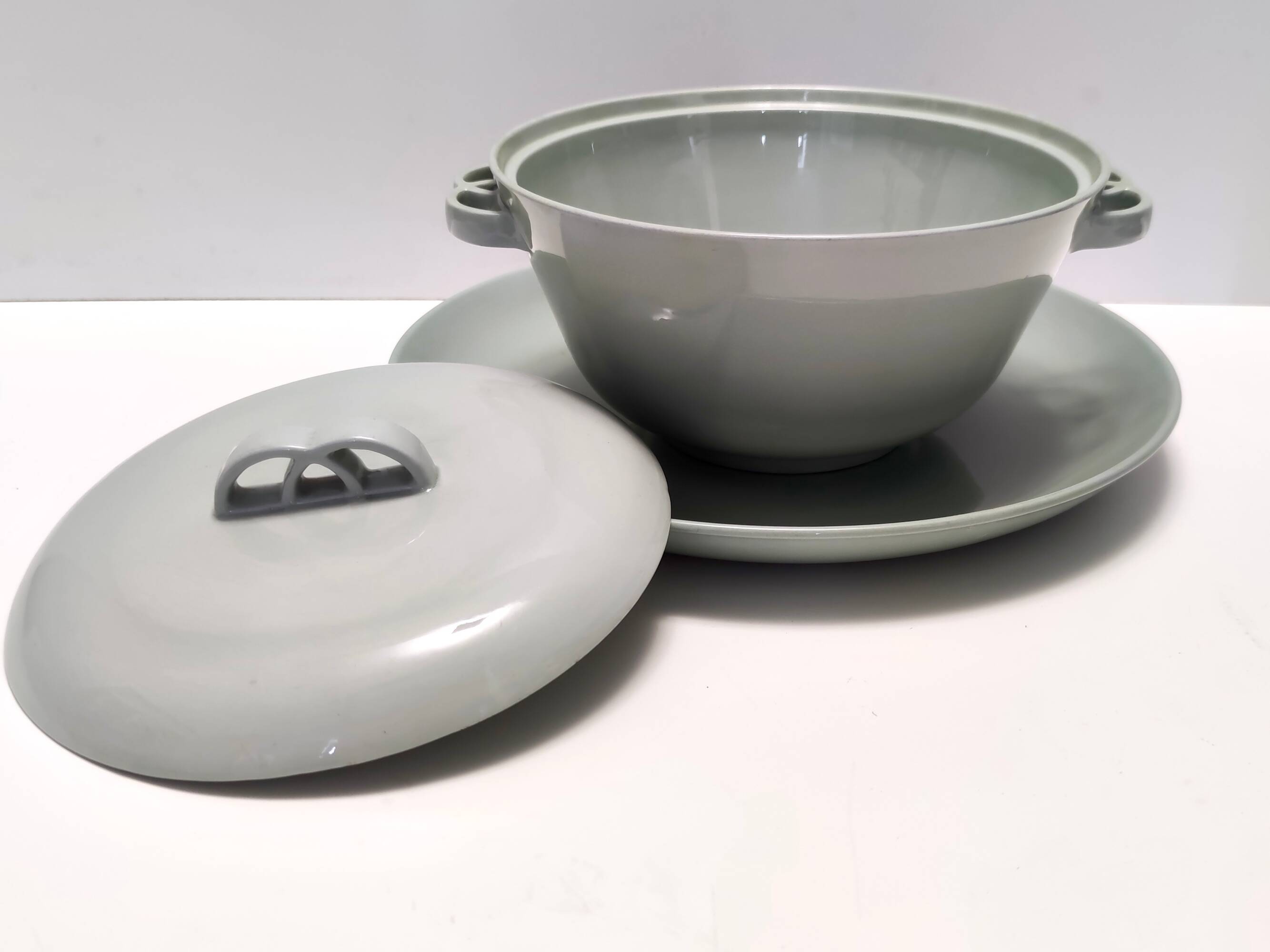 Vintage Sage Green Earthenware Serving Centerpiece by G. Andlovitz for Laveno