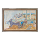 Peinture à l’huile suédoise vintage « The Loom » du milieu du siècle, figure dans un intérieur