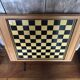 Old Vintage Wooden Double Game Board of Checkers & Small Horses #A782