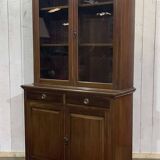 English walnut two-body library from the early 20th century.