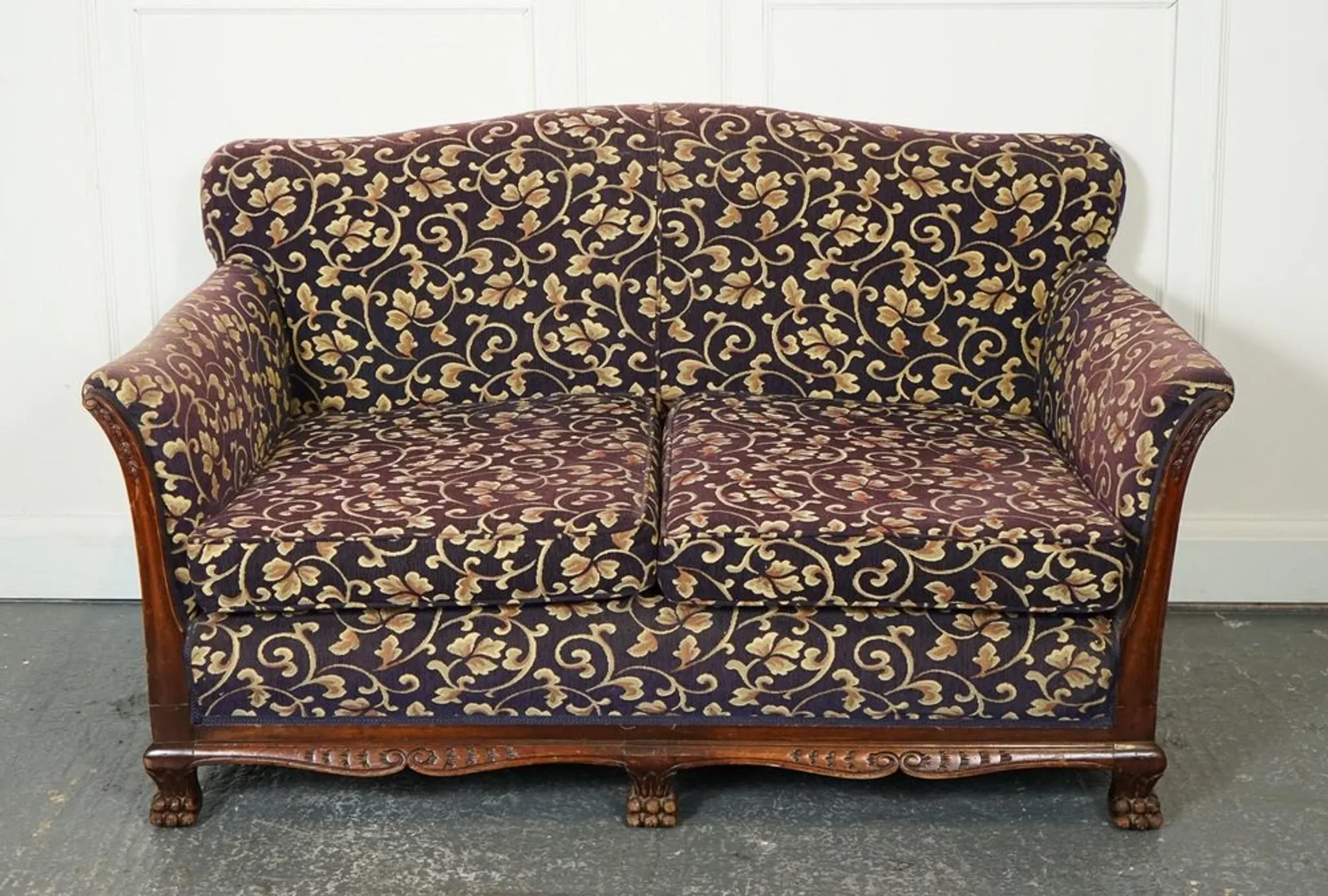 Victorian Fabric Sofa and Armchairs, Set of 3