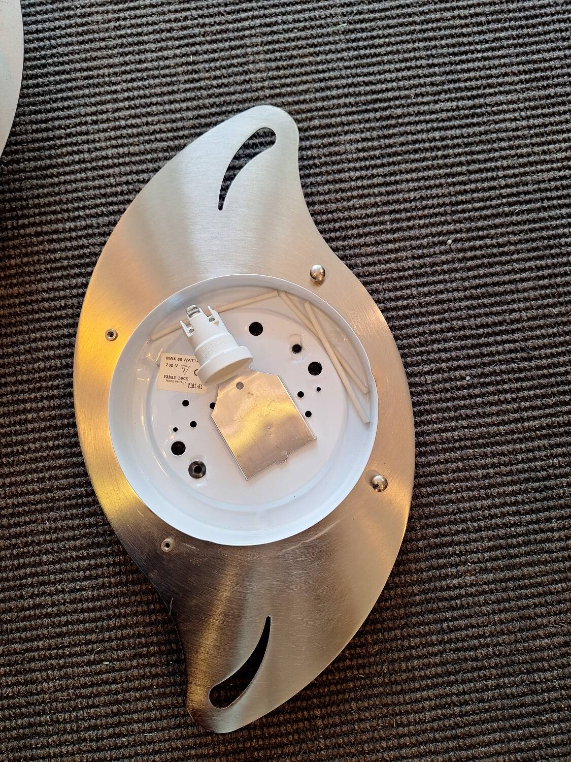 pair of 20th century stainless steel wall lights with opaque glass