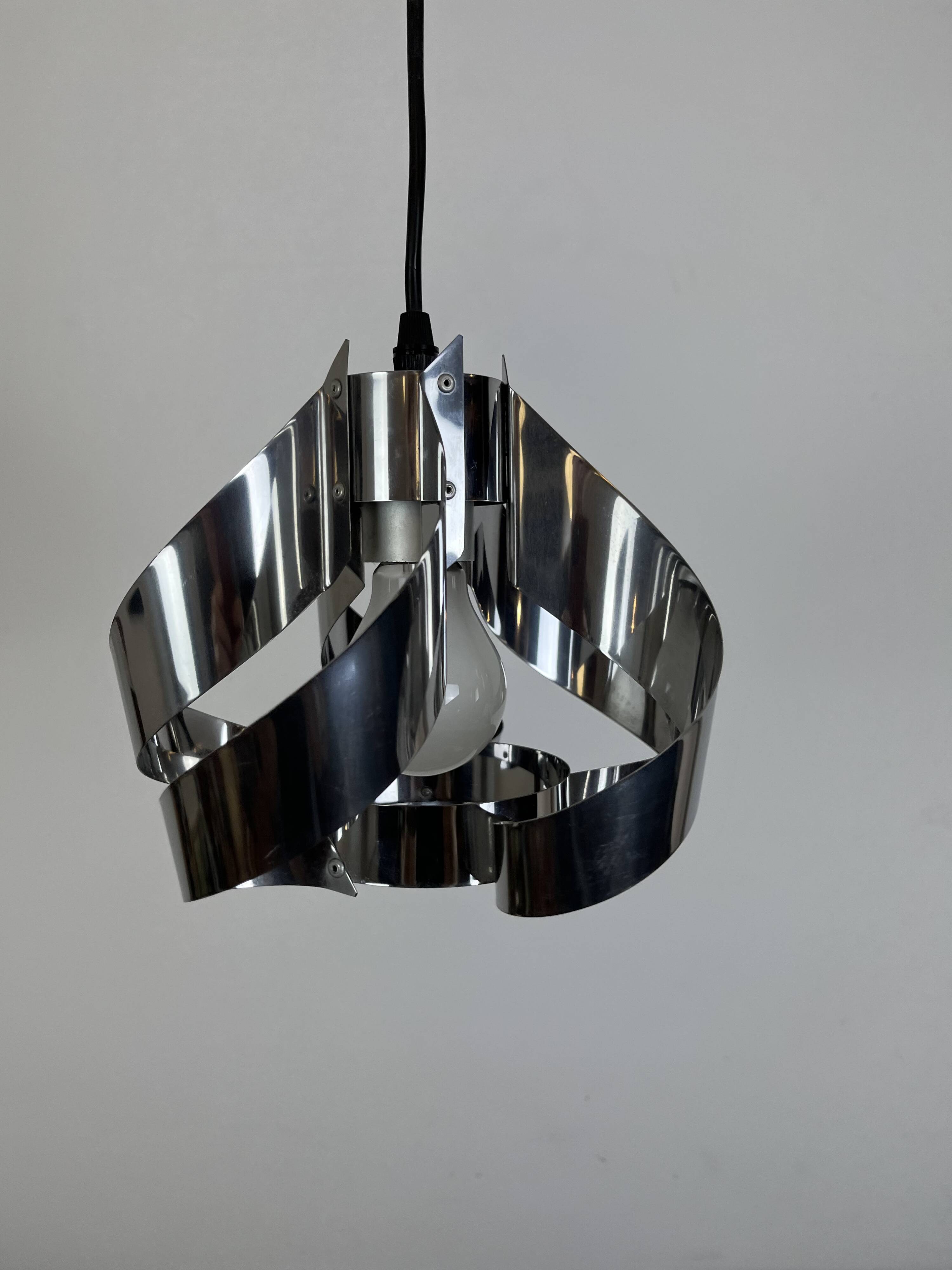 70s chrome spiral pendant light