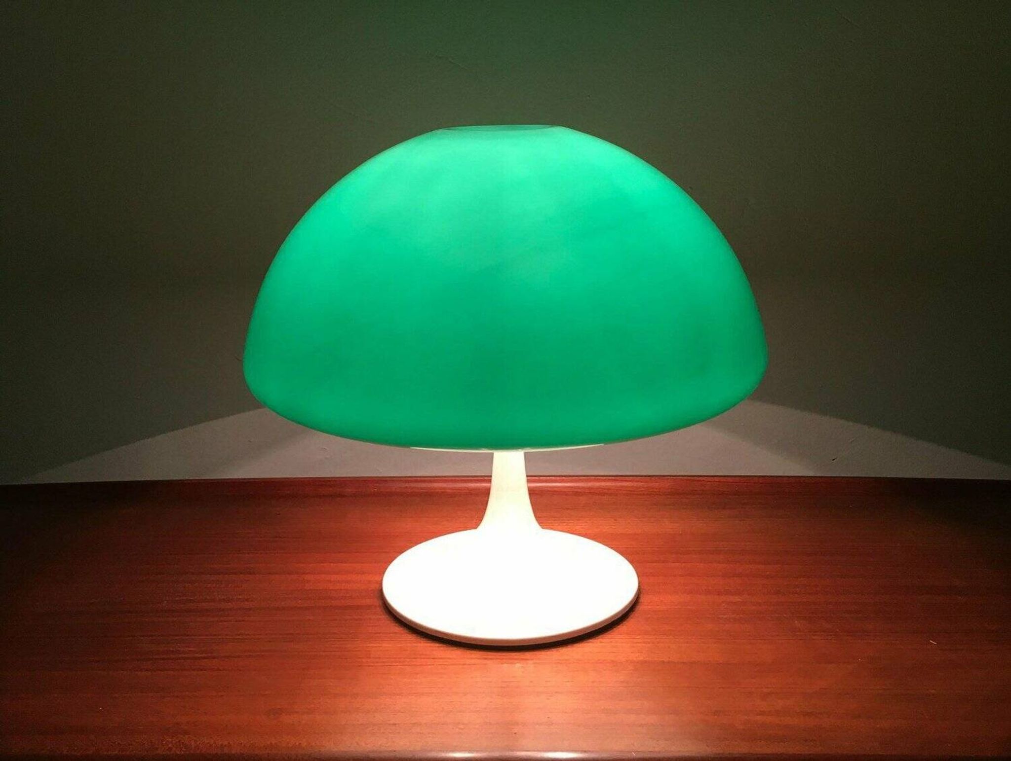 Mid-century green Italian table lamp Toledo by Luigi Massoni for Guzzini, 1960s.