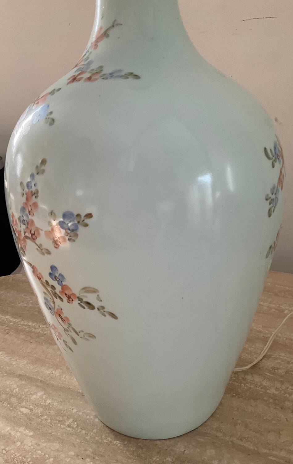 Signed lamp base in enameled porcelain