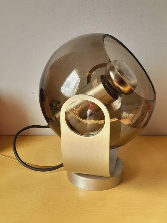 Smoked glass and chrome metal spot lamp from the 70s.