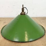 Industrial British Green Enamel Factory Pendant Lamp, 1950s