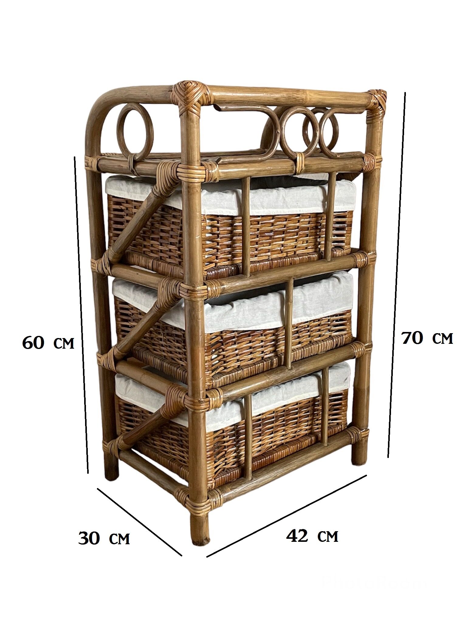 Bamboo and rattan drawer cabinet
