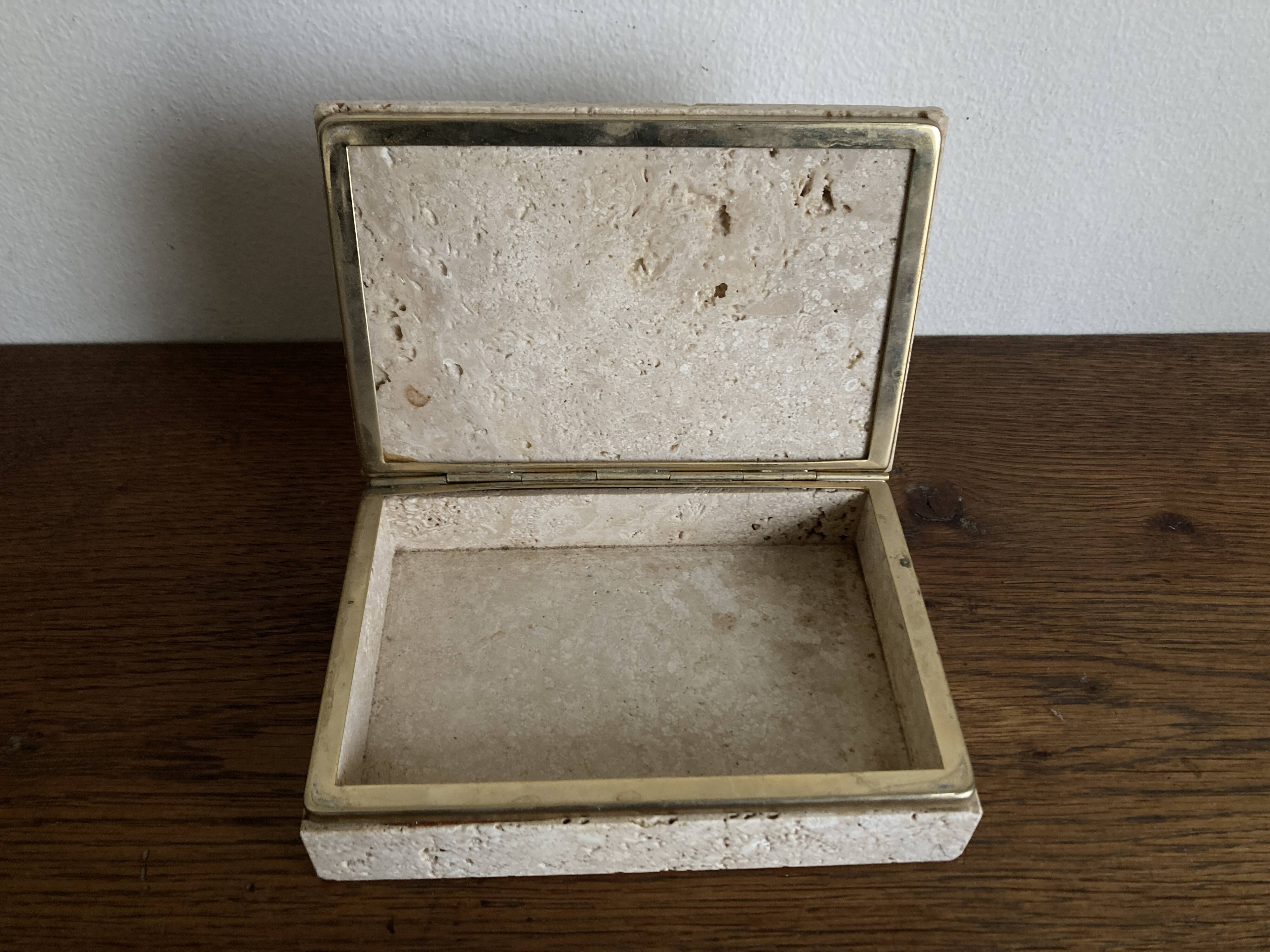 Travertine trinket box, Cerri Nestore, Italian work, 1970