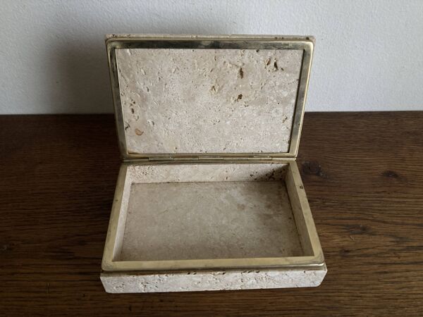 Boite vide poche en travertin Cerri Nestore travail italien 1970