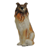 Vintage Ceramic Sitting Collie Dog Sculpture