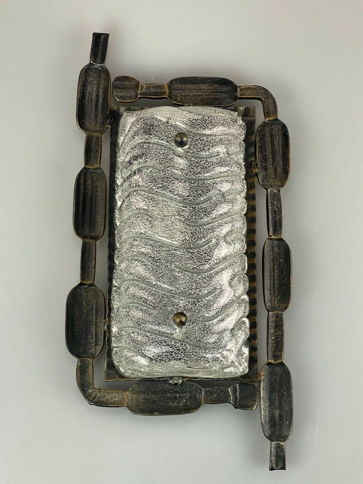 Iron & glass wall light 60s 70s