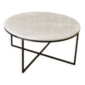 Circular Carrara marble coffee table 80 cm D
