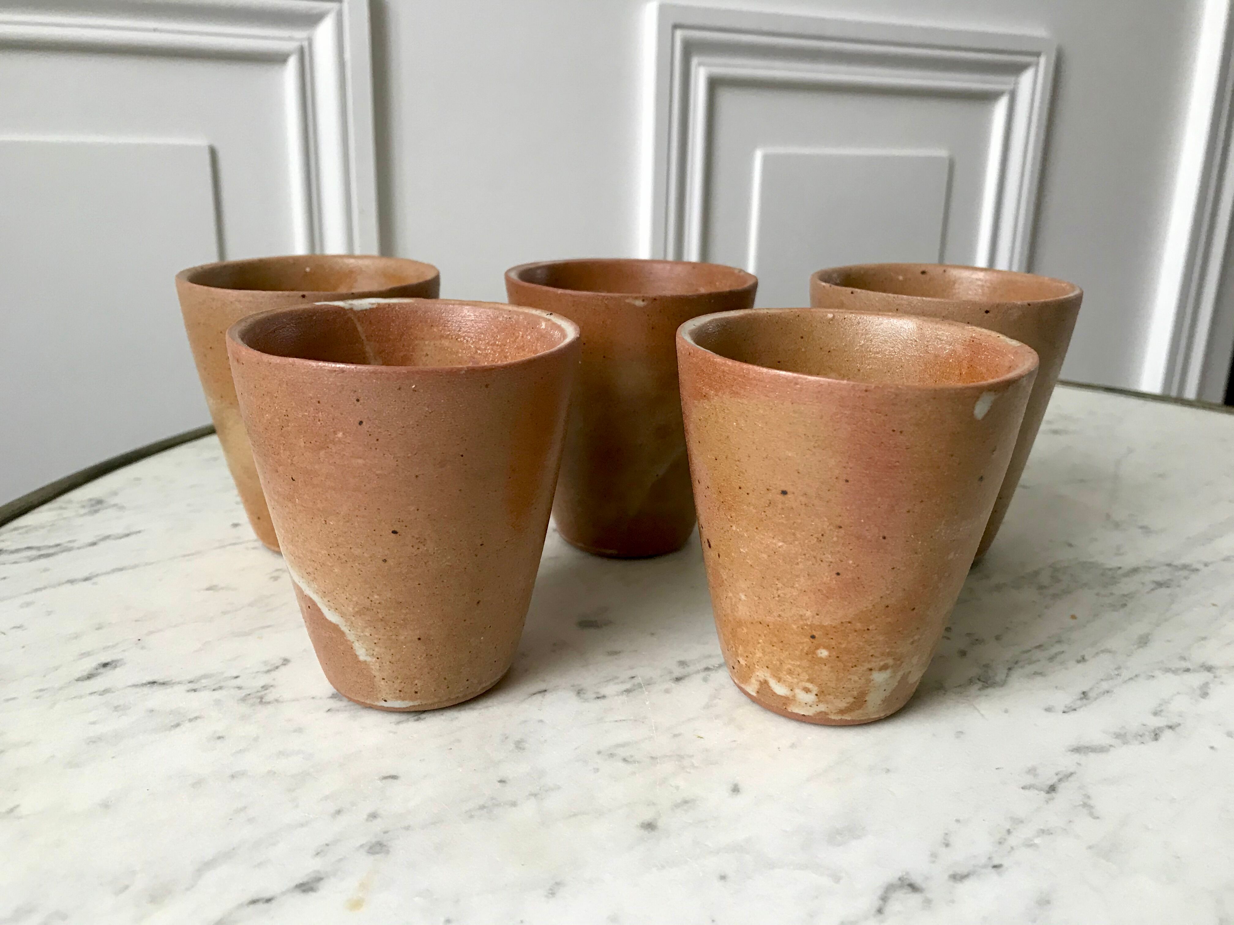 Set of 5 glasses / coffee cups in stoneware handmade 70s