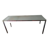 Bureau design acier chromé verre trempé