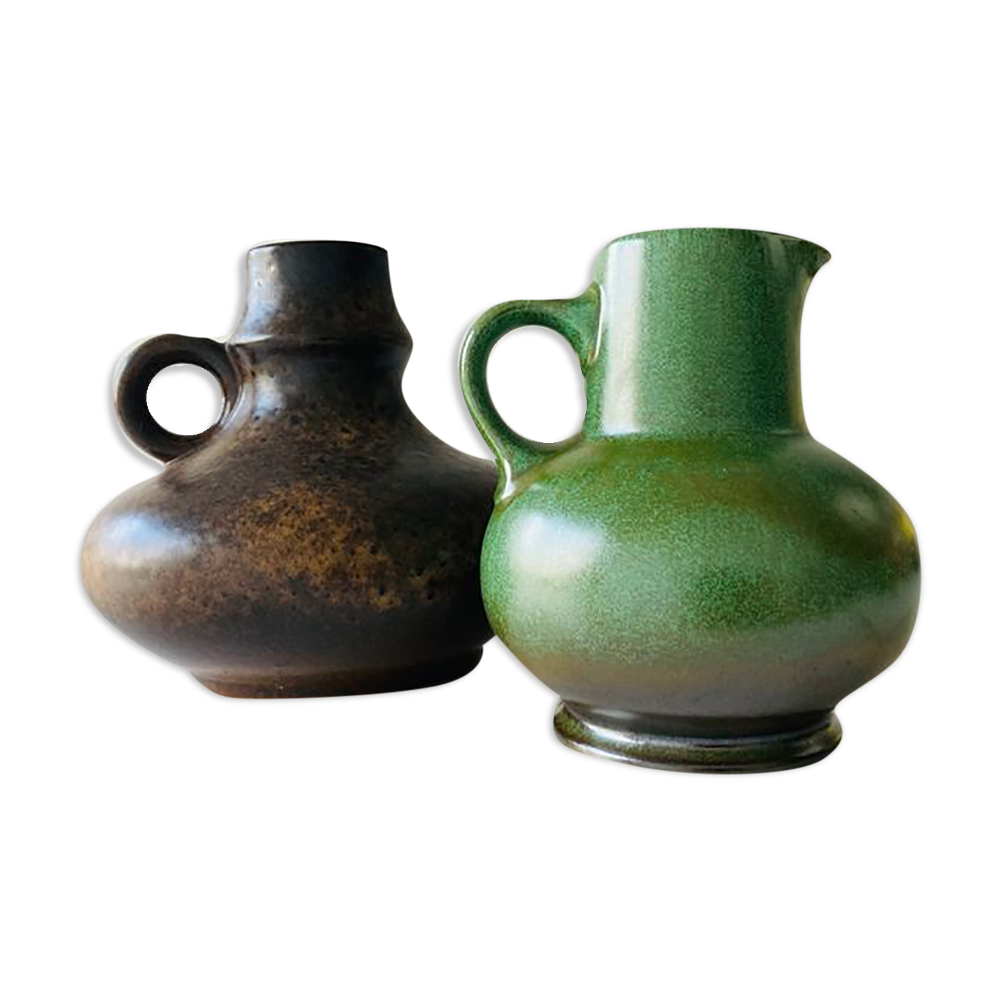 2 vintage West German vases 1 stein Keramik pitcher vase, 1 Steuler pitcher vase