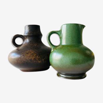 2 vases vintage Allemagne de l'Ouest 1 vase à pichet de Stein Keramik,  1 vase à pichet de Steuler