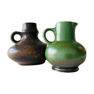 2 vases vintage Allemagne de l'Ouest 1 vase à pichet de Stein Keramik,  1 vase à pichet de Steuler