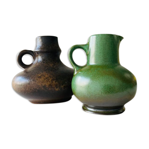 2 vases vintage Allemagne de l'Ouest 1 vase à pichet de Stein Keramik, 1 vase à pichet de Steuler