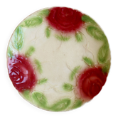 Assiette à dessert vintage en barbotine – Décor roses rouges