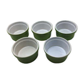 lot of 5 emile Henry green ramekins