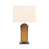 Gold plated desk lamp and brass print