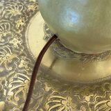Glazed stoneware lamp base, fabric cable