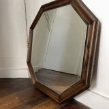 Antique octagonal wooden mirror