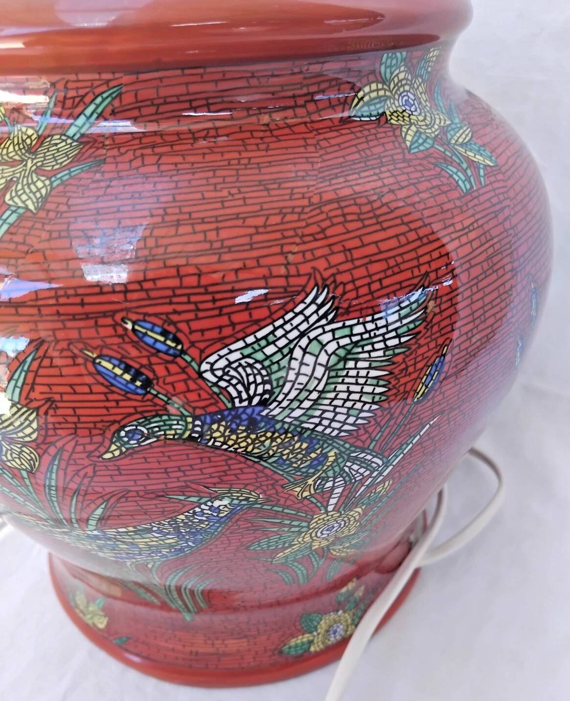 Pied De Lampe En Céramique Emaillée Lancel Paris Vintage