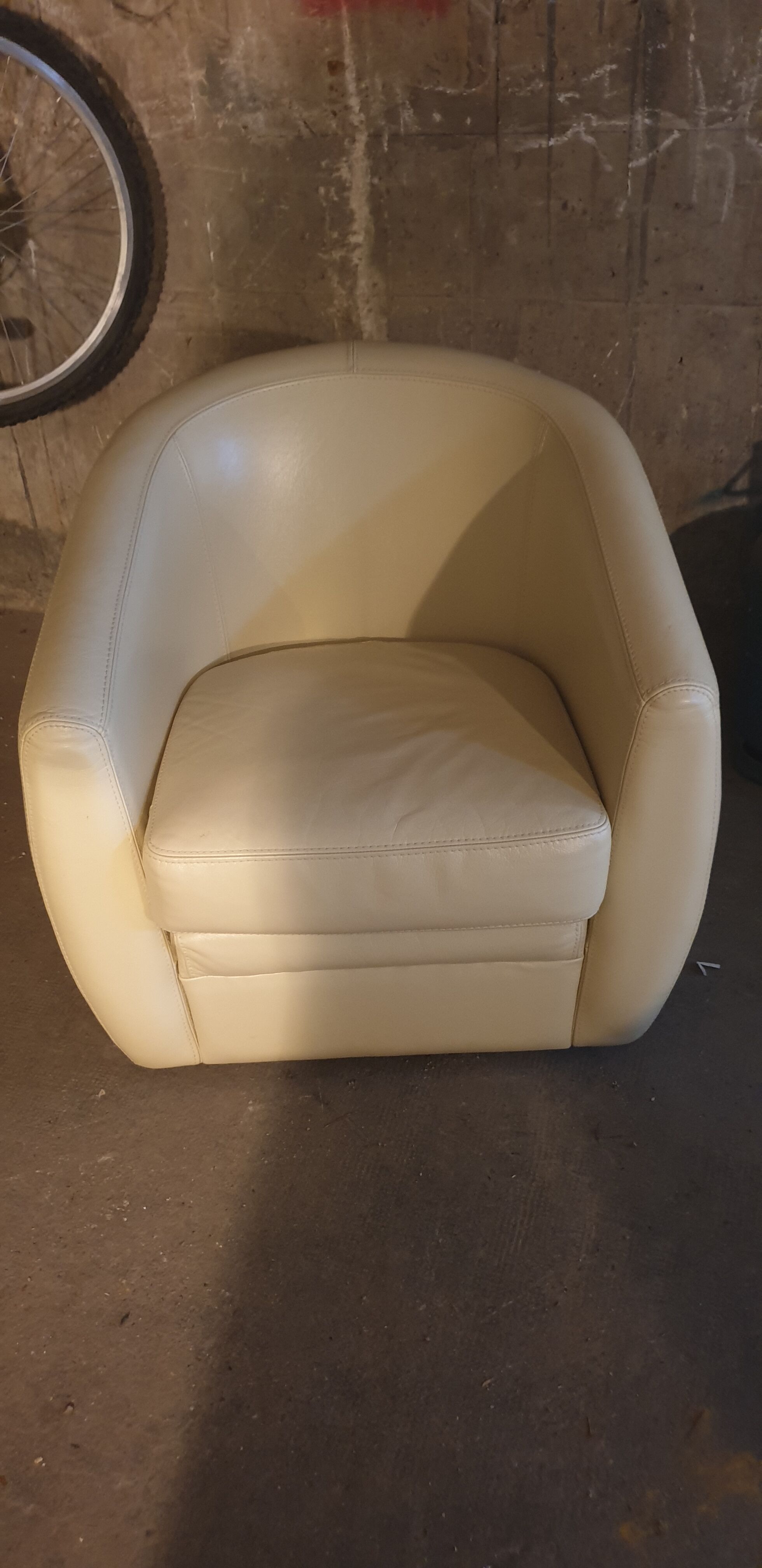 Ivory leather club armchair