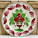 7 dessert plates XIX Sarreguemines stencil decoration