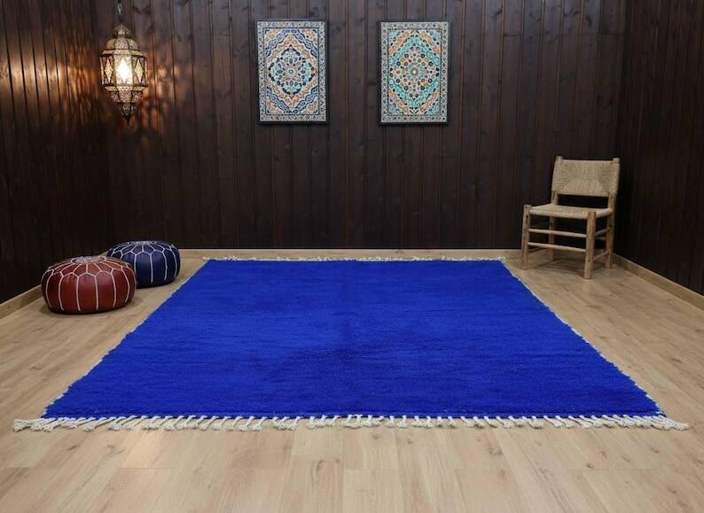 Handmade blue wool Berber rug 200cmx300cm