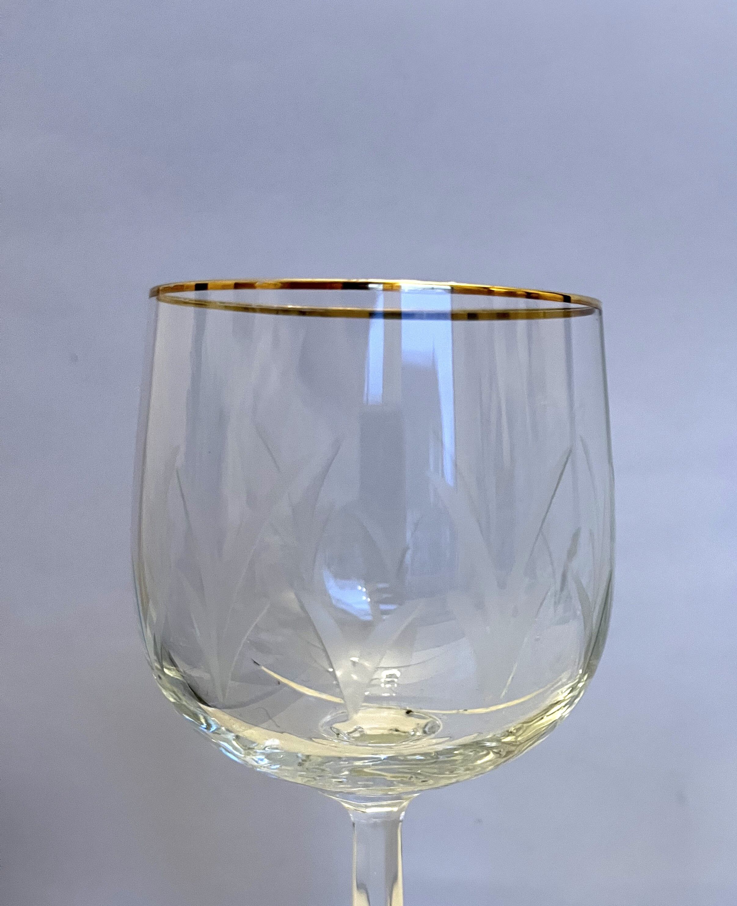 5 Cut crystal wine glasses