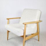 White Ivory Boucle GFM63 Lounge Chair by J. Kedziorek, 1970s