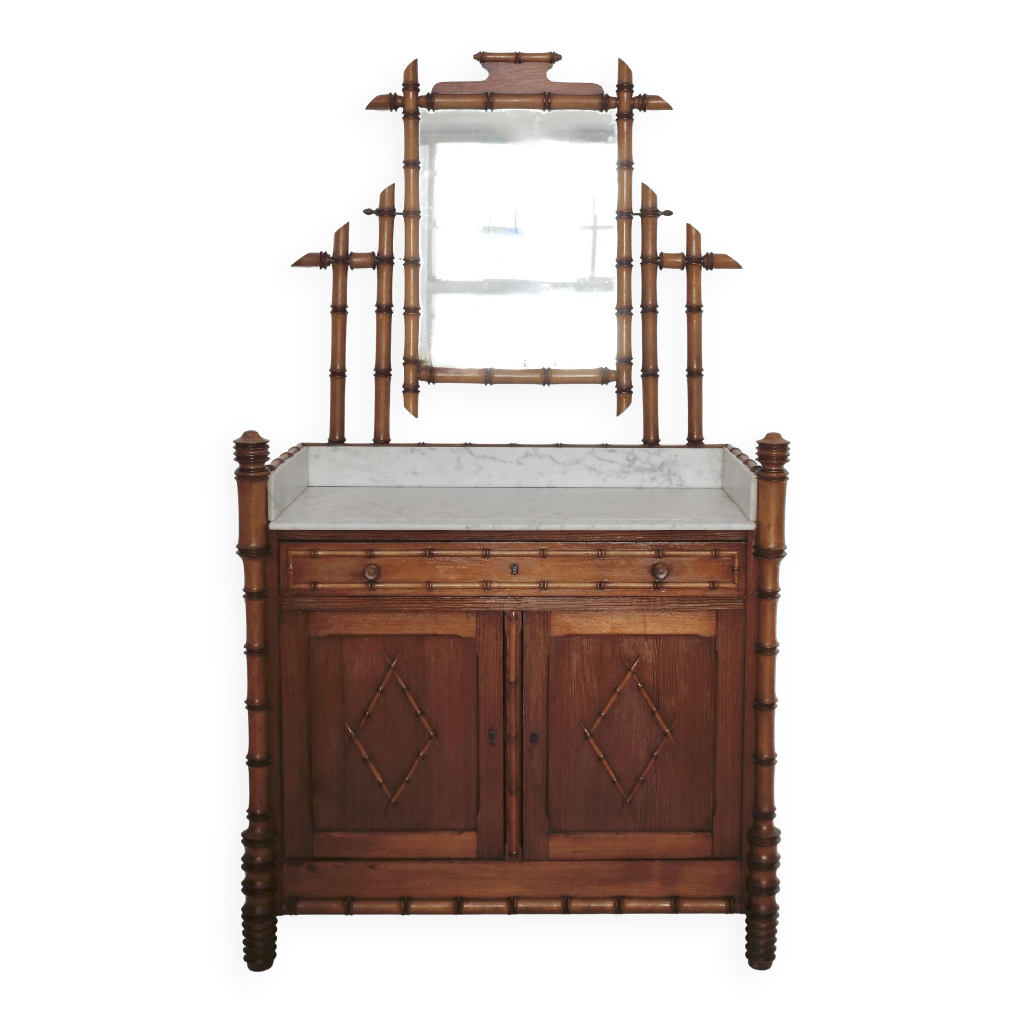 Late 19th century faux bamboo chest of drawers in pine