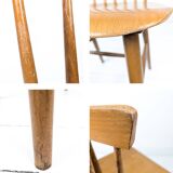 Lot de 2 chaises vintage Mid-Century à barreaux en bois design danois rétro