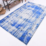 5x8 Faded Blue Handmade Wool Turkish Tapis Rug, 243x148Cm