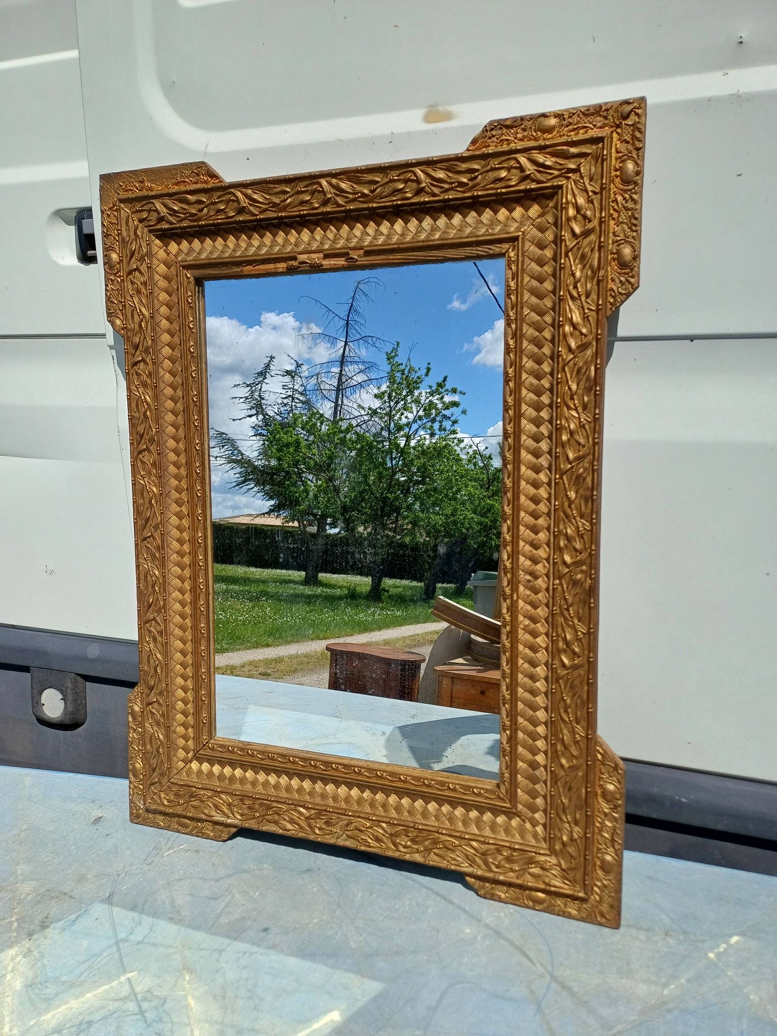Miroir Bois et Stuk doré 19 ème