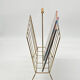 Holder magazines / magazines , vintage , gold metal , bamboo handle